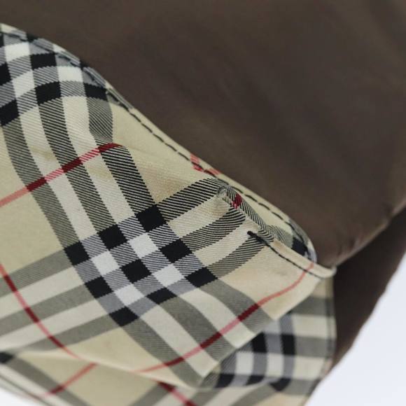 Burberrys Nova Check Blue Label Hand Bag Nylon Brown Beige Auth yb564 - Picture 9 of 16